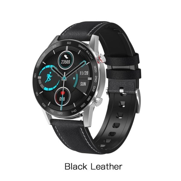 Мъжки Смарт Часовник DT95 Bluetooth - Кожа, черна - Technomani