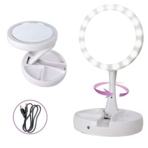 LED огледало за грим със сгъваема стойка - Technomani