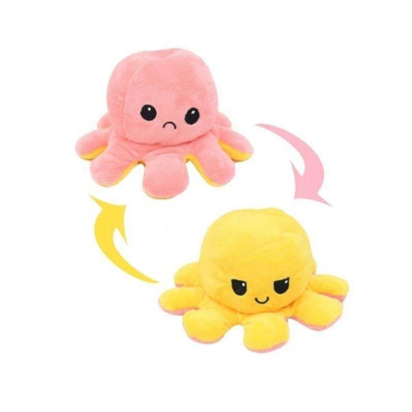 Двулицев плюшен октопод играчка - Розов и жълт - Technomani