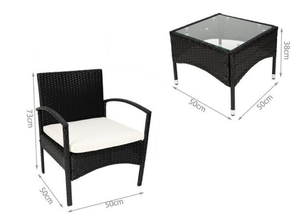 Градински ратанови мебели – маса с два стола - Technomani