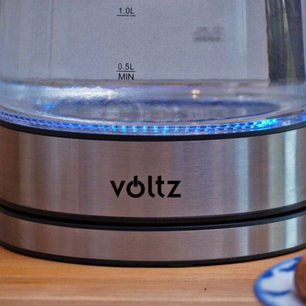 Електрическа кана Voltz V51230E, 2200W, 1.7 литра ,Стъклена, Светеща, Инокс - Technomani