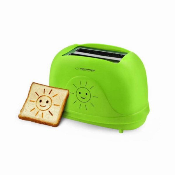 Тостер Esperanza EKT003 Smiley, 750W, 2 печата с усмивка, 7 степени, Зелен - Technomani