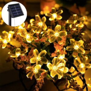 Декоративни соларни лампи цветчета IA034, гирлянд, едноцветни, топла светлина, 40 лампички - Technomani