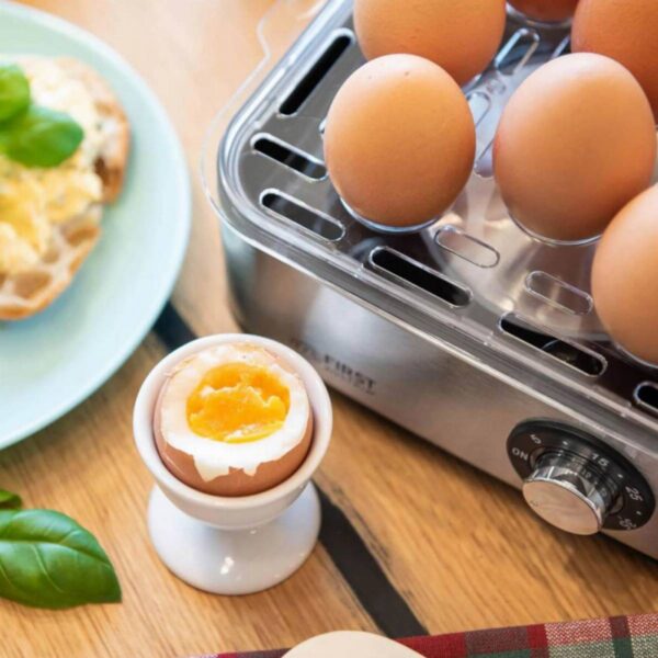 Яйцеварка Fіrѕt Аuѕtrіа FA-5115-3, 8 яйца, Таймер и звънец, Приставка за пържени яйца, Инокс - Technomani