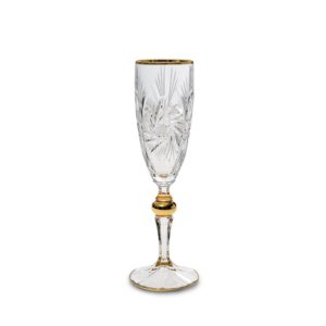 Чаша за шампанско Bohemia 1845 Pinwheel Matt Cut and Gold 180ml, 6 броя - Technomani