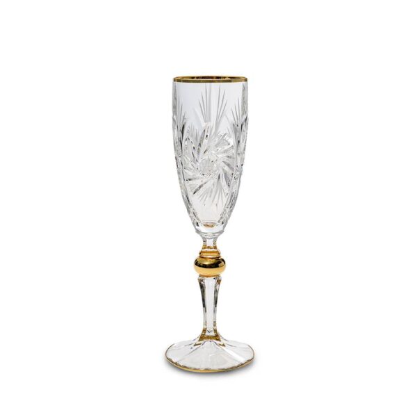 Чаша за шампанско Bohemia 1845 Pinwheel Matt Cut and Gold 180ml, 6 броя - Technomani