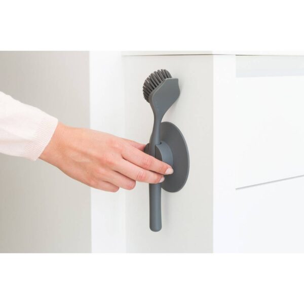 Четка за съдове Brabantia SinkSide Dark Grey, вакуумна закачалка - Technomani