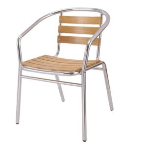 Алуминиев стол Muhler OYB6102, дървени ламели - Technomani
