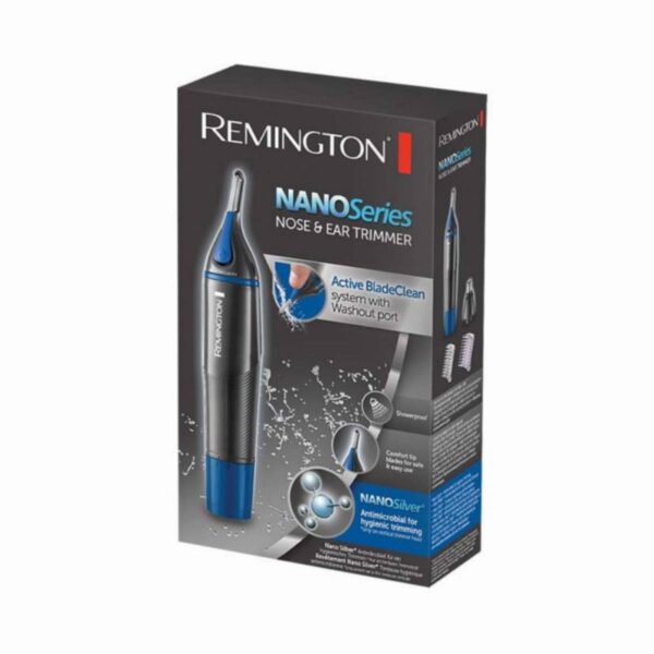 Тример за нос и уши Remington Nano Series NE3850, 2 глави, Въртящ, Закръглен връх, Черен/син - Technomani