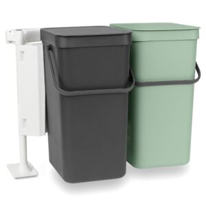 Кош за смет за разделно събиране Brabantia Sort&Go 2x16L Кош за смет за разделно събиране Brabantia Sort&Go 2x16L, Dark Grey & Jade Green - Technomani