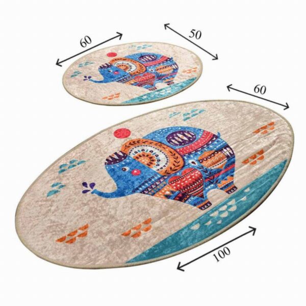 Комплект килими за баня Chilai Home 359CHL2395, 2 части, 100% антибактериална кадифена материя, Многоцветен - Technomani