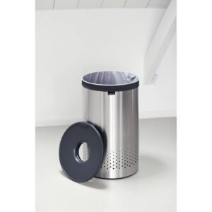 Кош за пране Brabantia 60L, Matt Steel, пластмасов капак - Technomani