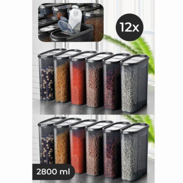 Комплект кутии за съхранение, Kosova, 964FRM1126, 12 бр. 2.8 литра, Двоен капак, Пластмаса, Сив - Technomani