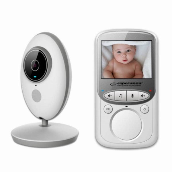 Бебефон с камера Esperanza EHM003, 50 метра, Батерия 20ч, Термометър, Нощно виждане, LCD екран, Бял - Technomani