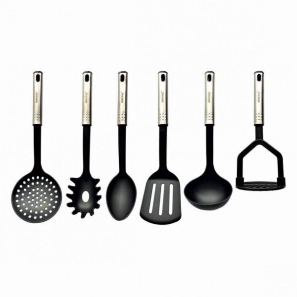 Комплект прибори за готвене и сервиране Kinghoff KH 1569, 7 части, Стойка, Инокс/пластмаса - Technomani