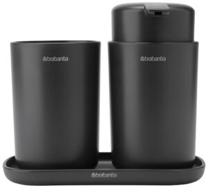 Комплект аксесоари за баня Brabantia ReNew Dark Grey 3 части - Technomani