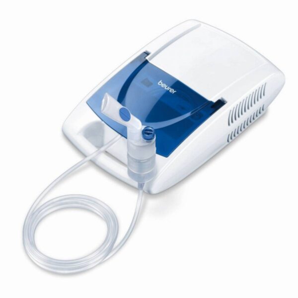 Уред за инхалации Beurer IH 21, 1.45 bar, 0.3 ml/min, АC технология за сгъстен въздух, Бял/Син - Technomani