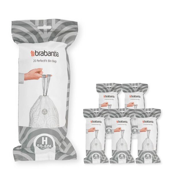 Торба за кош Brabantia PerfectFit Touch/Push/Big Bin размер H, 50-60L, 120 броя, кутия - Technomani