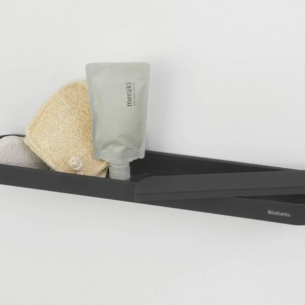 Рафт за душ с приставка за почистване Brabantia MindSet Dark Grey - Technomani