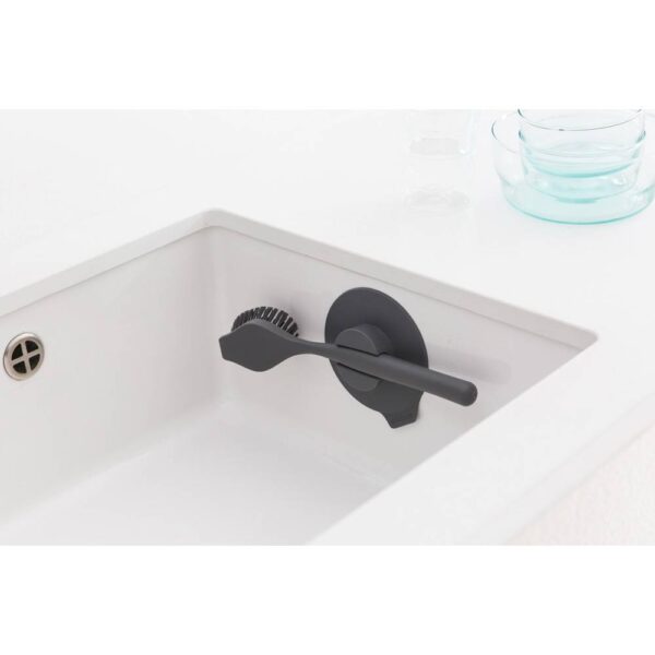 Четка за съдове Brabantia SinkSide Dark Grey, вакуумна закачалка - Technomani