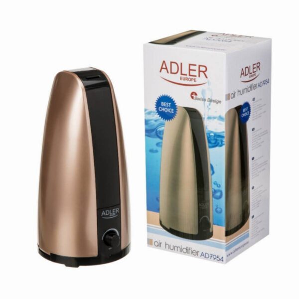 Овлажнител за въздух Adler AD 7954, 18W, 1 литър, Работи до 10ч, Черен/златист - Technomani