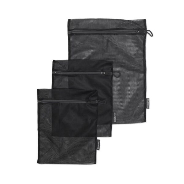 Комплект торби за деликатно пране Brabantia Black, 3 броя в два размера - Technomani