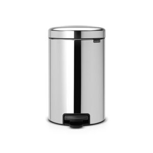 Кош за смет с педал Brabantia NewIcon 12L, Brilliant Steel, метална кофа - Technomani