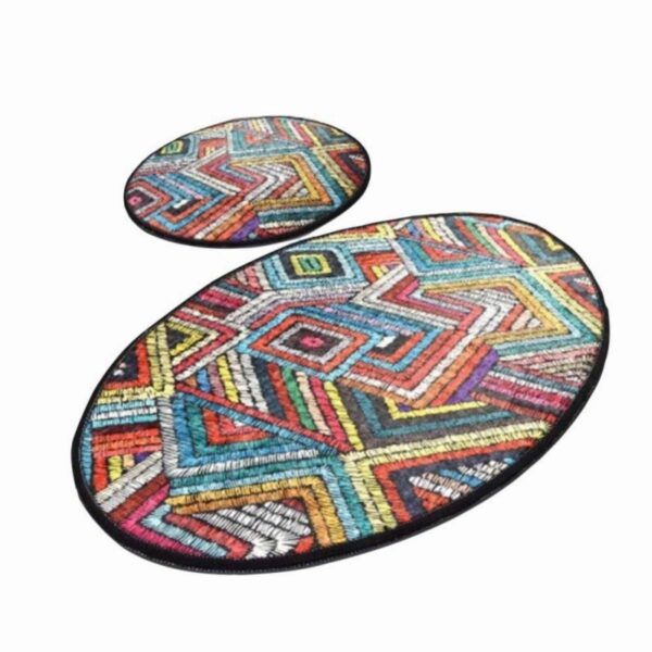 Комплект килими за баня Chilai Home 359CHL2487, 2 части, 100% антиалергични нишки от полиамид, Многоцветен - Technomani