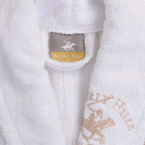 Халат за баня Beverly Hills Polo Club 355BHP1713, 98% памук, 2% полиестер, плътност 360 гр/м2, Размер: L/XL, Бял - Technomani
