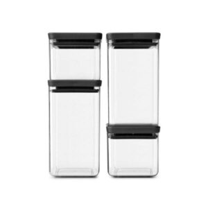 Комплект буркани Brabantia Tasty+ (2х0.7L и 2x1.6L), 4 броя ,Dark Grey Lid - Technomani