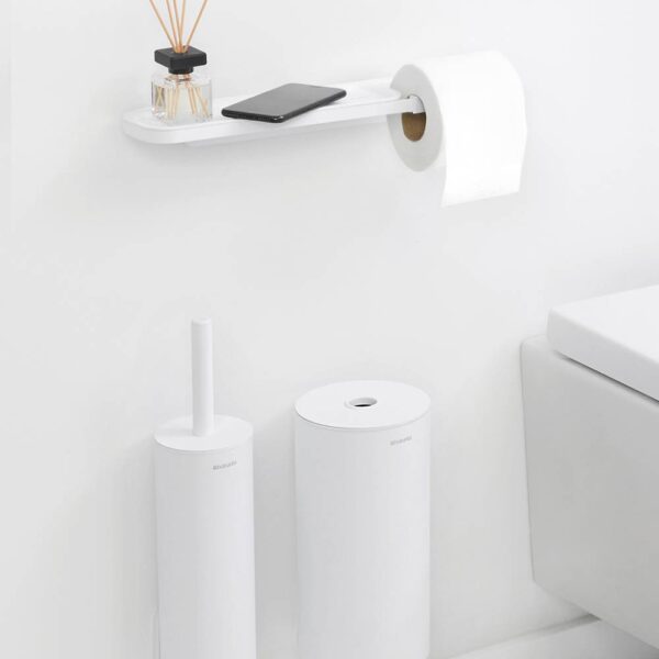 Държач за тоалетна хартия с рафт Brabantia MindSet Mineral Fresh White - Technomani