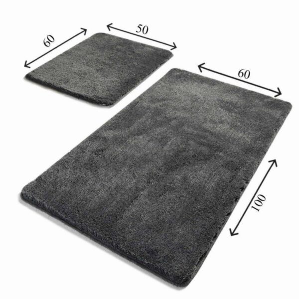 Комплект килими за баня Chilai Home 359CHL2331, 2 части, 100х60 см, Антибактериални, Акрил, Сив - Technomani