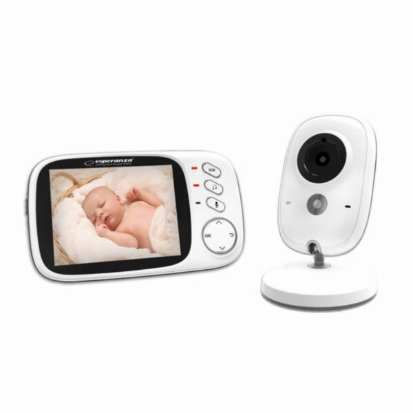 Бебефон с камера Esperanza EHM002, 50 метра, Батерия 20ч, Термометър, Нощно виждане, LCD екран, Бял - Technomani