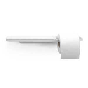 Държач за тоалетна хартия с рафт Brabantia MindSet Mineral Fresh White - Technomani