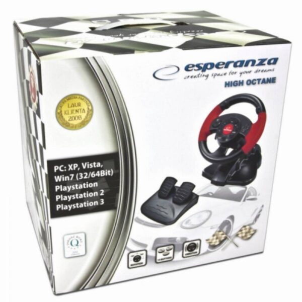 Волан с педали Esperanza Nitro EG103, 13 бутона, За PC/PS2/PS3, USB, Черен - Technomani