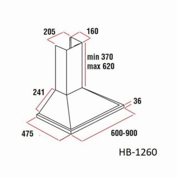 Декоративен абсорбатор вграждане Hausberg HB-1260, 190W, 650м3/ч, 3 скорорти, Алуминиев+ въглероден филтър, Инокс - Technomani