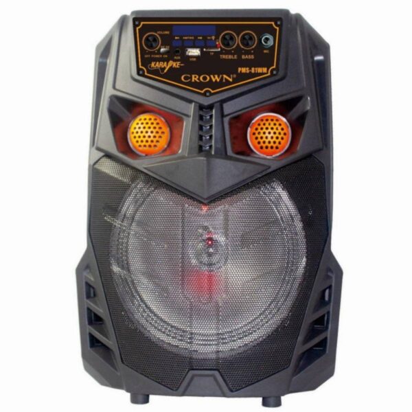 Преносима аудио система Crown PMS-81WM, 10W, Дистанционно, USB, Bluetooth, FM радио, Микрофон, Черен - Technomani