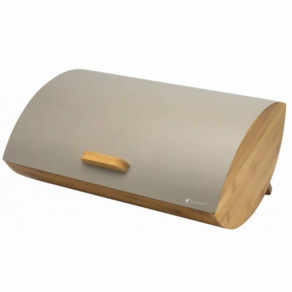 Кутия за хляб Kassel KS 93510, 35 см, Матово покритие, Бамбук и стомана, Сив - Technomani