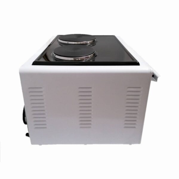 Готварска печка с конвекция Elite EMO-1209, 42 литра, Фурна:1300W, Два котлона: 2500W, Осветление, Двойно стъкло, Бял - Technomani