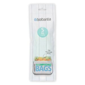 Торба за кош Brabantia PerfectFit Sort&Go размер S, 6L, 10 броя, зелени, биоразградими, ролка - Technomani