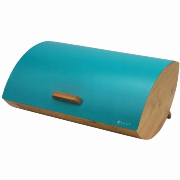 Кутия за хляб Kassel KS 93511, 35 см, Матово покритие, Бамбук и стомана, Тюркоаз - Technomani