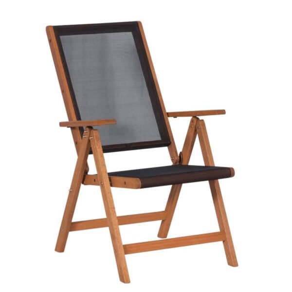 Сгъваем дървен градински стол SVEN - черен - Technomani