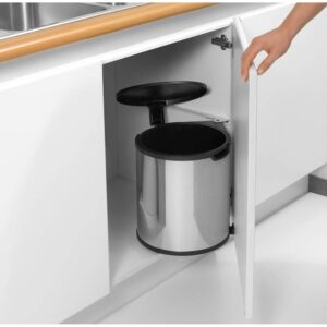 Кош за смет за вграждане Brabantia Built-In 15L, Brilliant Steel - Technomani