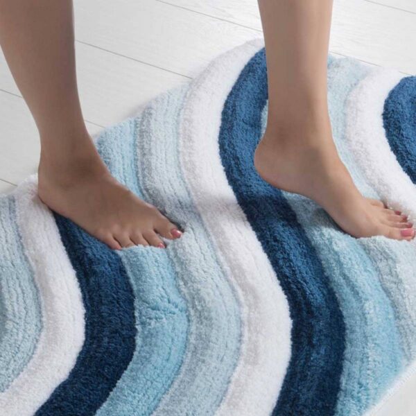 Комплект килими за баня Chilai Home 359CHL2226, 2 части, 100% антибактериална акрилна тъкан, Син/многоцветен - Technomani