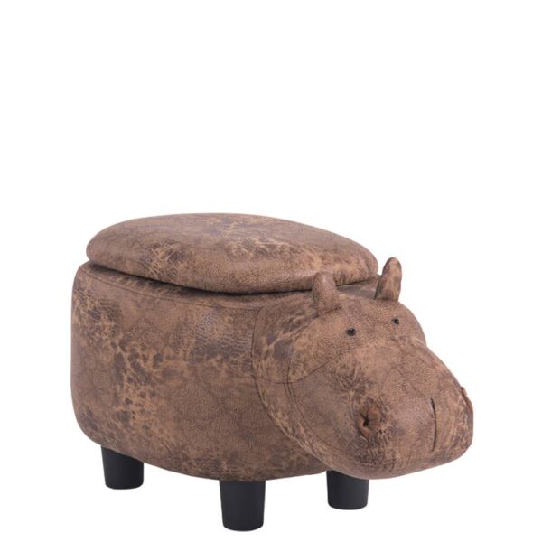 Детска табуретка с ракла - кафяв хипопотам - Technomani