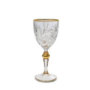 Чаша за вино Bohemia 1845 Pinwheel Matt Cut and Gold 260ml, 6 броя - Technomani