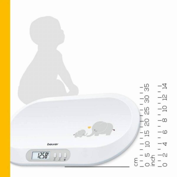 Бебешка електронна везна Beurer BY 90, Smart, LCD дисплей, Bluethooth, Макс. тегло 20кг, Бял - Technomani
