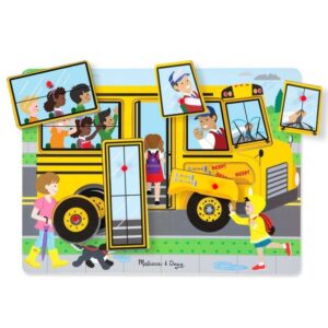 Melissa & Doug – Дървен музикален пъзел с дръжки – Рими – Автобус - Technomani