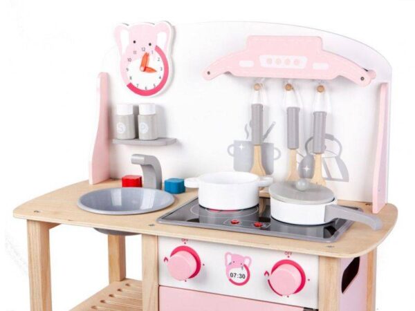 Ecotoys – Дървена детска кухня със звуци и аксесоари  - Technomani