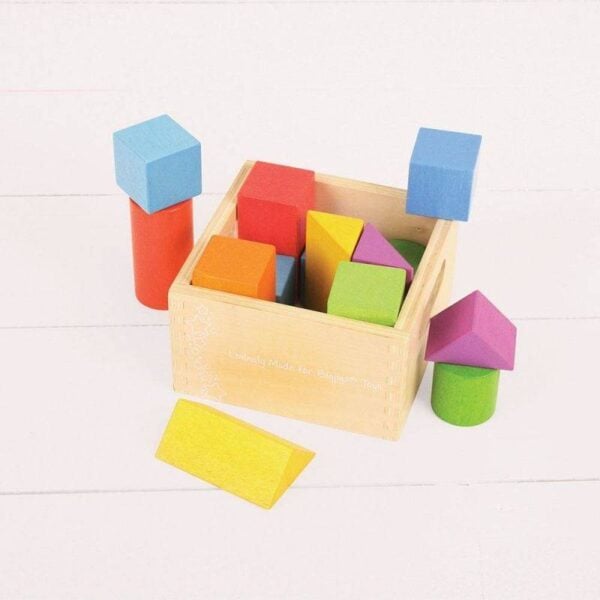 Bigjigs – Дървени многоцветни блокчета – Геометрични фигури – Дъга - Technomani